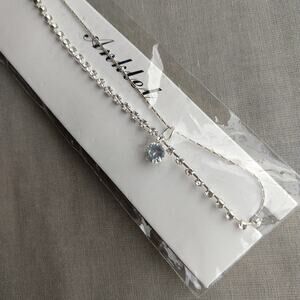 Double Chain Silver Rhinestone Anklet 10" new old stock fashion jewelry minimal